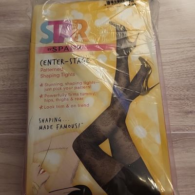 Spanx Star Power Patterned Shaping Tights - Medallion- Black Size B - New